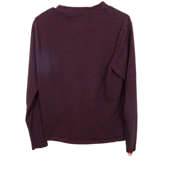 4/$25 SUPERDRY Size M Burgundy Red Micro Waffle Knit Crew Neck Logo Shirt - Picture 2 of 5